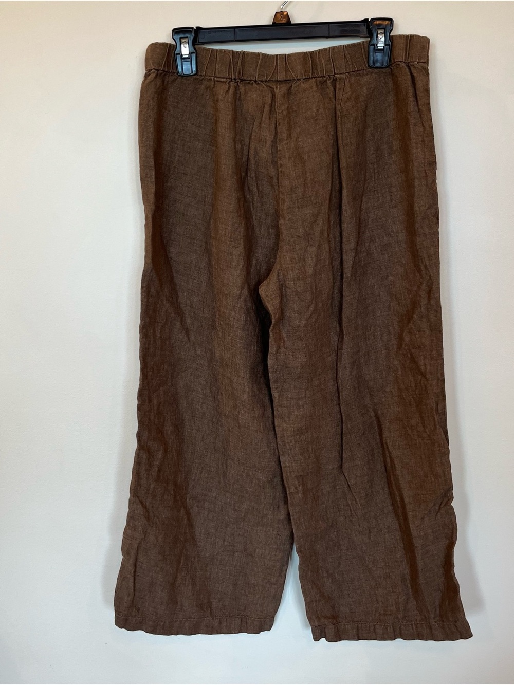 J Jill Love Linen Wide Leg Crop Pants Brown Womens Size Small Elastic Waist - Picture 7 of 8